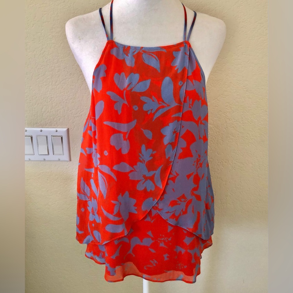 Anthropologie Maeve Red & Lavender Floral Layered Camisole